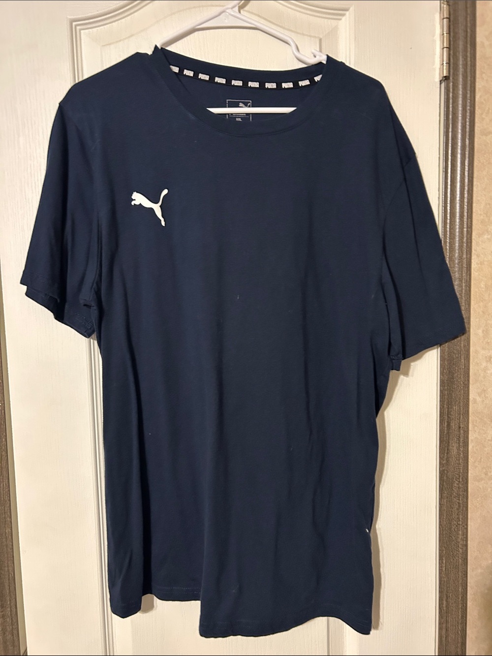Puma Navy Short Sleeve Crew Neck Performance Tee with White Logo